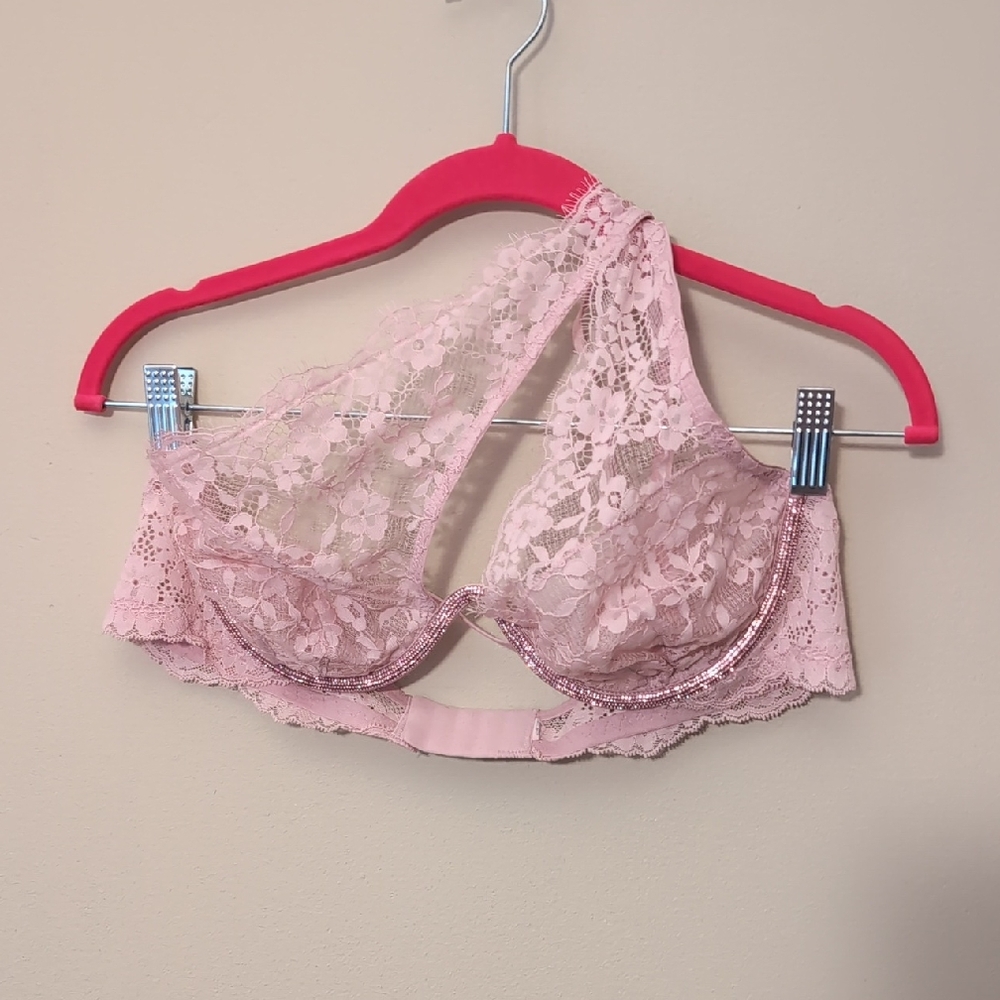 Victoria's Secret Pink Lace Bra with Rhinestone Detailing